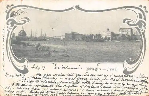 Finnland 1899 Jugendstil Helsingfors Helsinki Vintage Postkarte