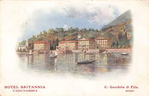 Italien 1909 Hotel Britannia Cadenabbia C Gandola & Fils Boote Vintage Postkarte