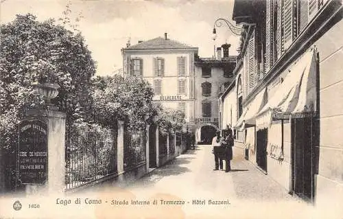 Italien 1906 Lago di Como Strada Tremezzo Hotel Bazzoni Pensio Belvedere Postkarte