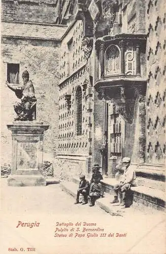 Italien Perugia Statue di Papa Giulio III del Danti Vintage Postkarte
