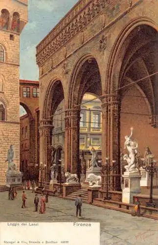 Italien Firenze Florenz Loggia dei Lanzi Vintage Postkarte