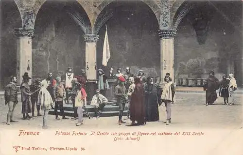 Italien Firenze Florenz Palazzo Pretorio Cortile Schauspieler Mittelalter Kleidung Postkarte