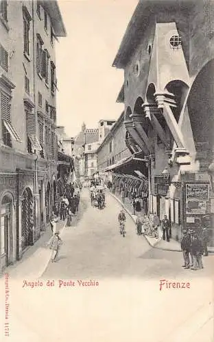 Italien Angolo del Ponte Vecchio Radfahrerkutsche Vintage Postkarte