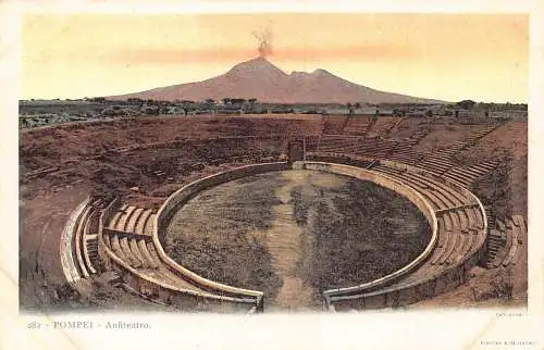 Italien Napoli Neapel Pompei Anfiteatro Amphitheater Vintage Postkarte