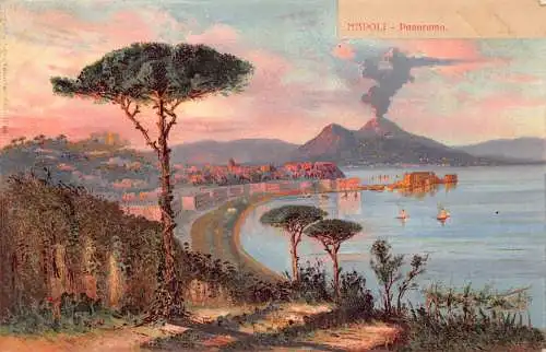 Italien Neapel Vesuv Vulkan Vesuv Panorama Postkarte