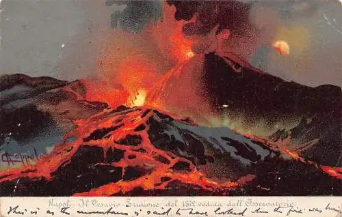 Italien Napoli Neapel 1904 Vesuv Vulkan Ausbruch 1872 Kunst Postkarte