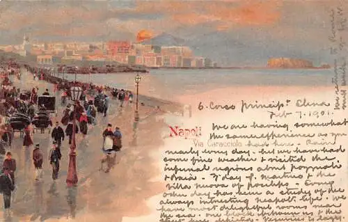 Italien Napoli Neapel 1901 Via Caracciolo Vintage Postkarte
