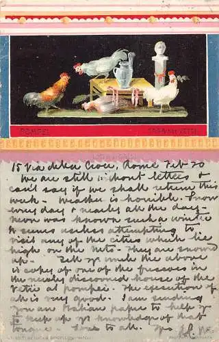 Italien Pompeji 1901 Casa dei Vetti Wandbild Lotta de Galli Huhn Vintage Postkarte