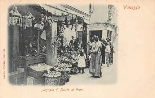 Italien Venedig Venezia Negozio di Frutta di Frari Obstladen Vintage Postkarte