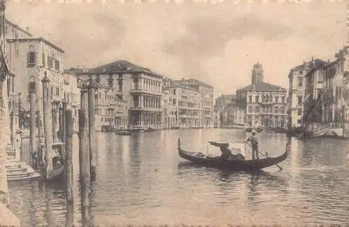 Italien Venedig Venezia Kanal Grande Palazzo Browning Gondel Vintage Postkarte