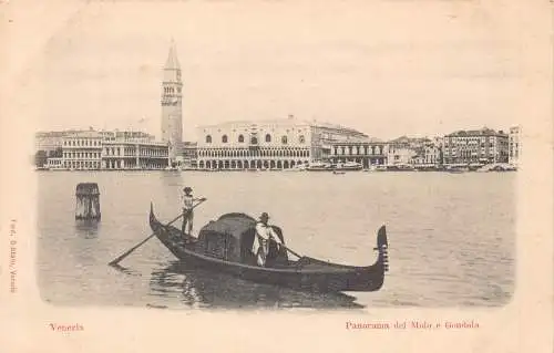 Italien Venedig Venezia Panorama del Molo e Gondel Vintage Postkarte