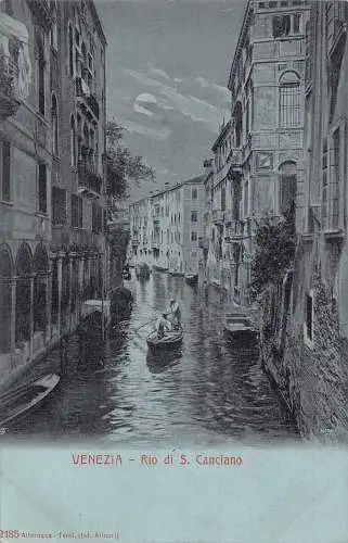 Italien Venedig Venezia Mondschein Rio di Canciano Gondel Vintage Postkarte