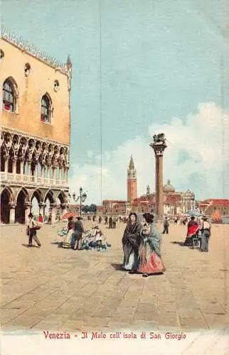 Italien Venedig Venezia Il Molo coll isola di San Giorgio Vintage Postkarte