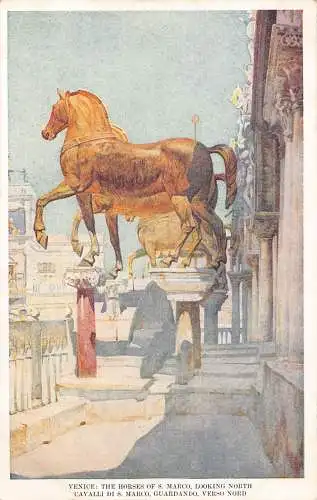 Italien Venedig Venezia Pferde Statuen von S Marco Blick nach Norden Vintage Postkarte