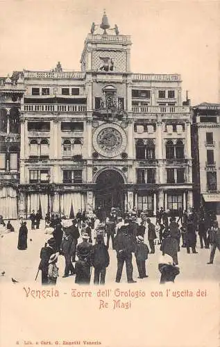 Italien Venedig Venezia Torre dell Orologio l'uscita dei Re Magi Vintage Postkarte