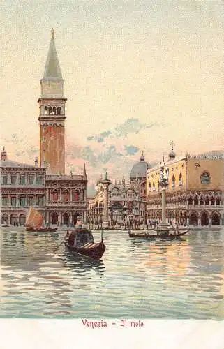 Italien Venedig Venezia Il Molo Gondel Vintage Postkarte