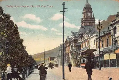 Südafrika Kapstadt Darling Street zeigt Rathaus Straßenbahn Vintage Postkarte