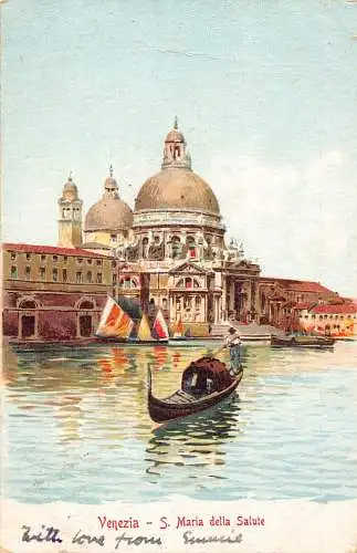 Italien Venedig Venezia 1906 S Maria della Salute Gondel Vintage Postkarte