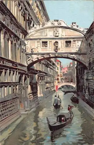Italien Seufzerbrücke Venedig Venezia Gondel Vintage Postkarte