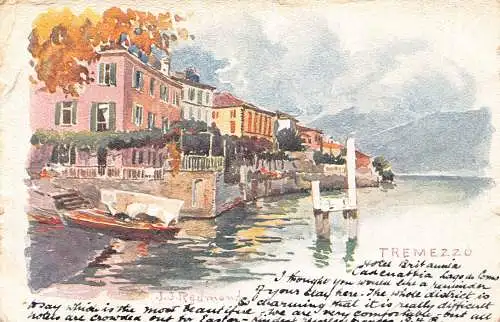 Italien 1903 Tremezzo Kunst von JJ Reumond Boot Vintage Postkarte
