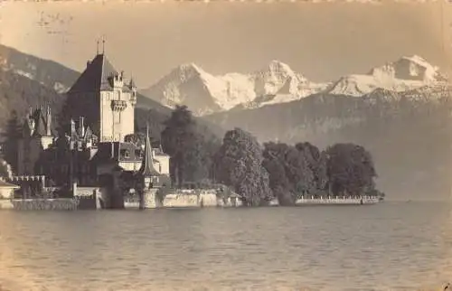 Schweiz 1932 Schloss Oberhofen Thunersee Schloss Jungfrau See RPPC Postkarte