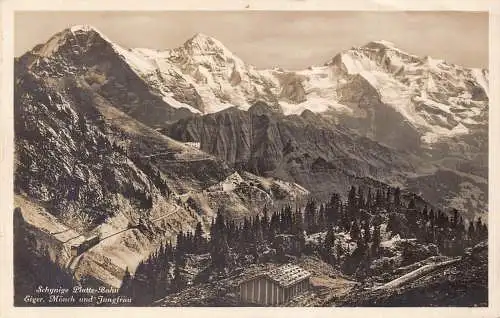 Schweiz 1932 Schynige Platte-Bahn Eiger Mönch Jungfraeu Vintage Postkarte