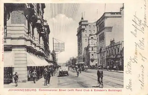 Südafrika Johannesburg 1907 Commissioner Street Rand Club Eckstein Postkarte