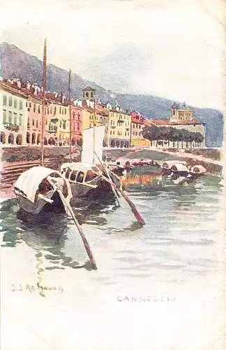 Italien Cannobio Boote Kunst von Redmond Chromo Litho Postkarte