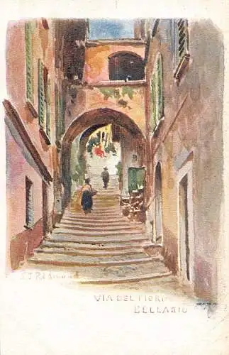 Italien Bellagio Via dei Fiori Kunst von Redmond Chromo Litho Postkarte