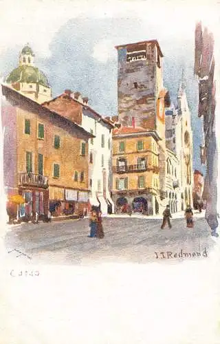 Italien Como Tower Street Art von Redmond Chromo Litho Postkarte