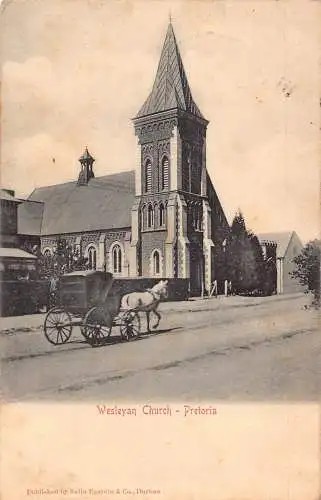 Südafrika 1911 Wesleyan Kirche Pretoria Kutsche Vintage Postkarte