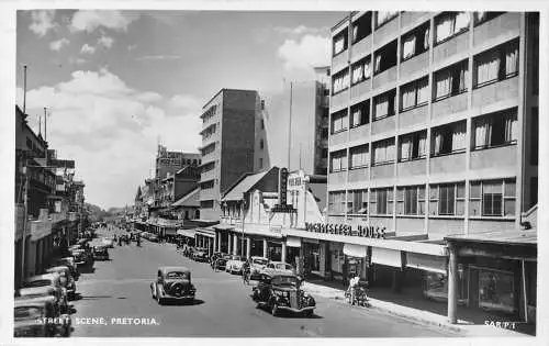 Südafrika Pretoria Straßenszene Hochstetter Haus Myburgh Auto RPPC Postkarte
