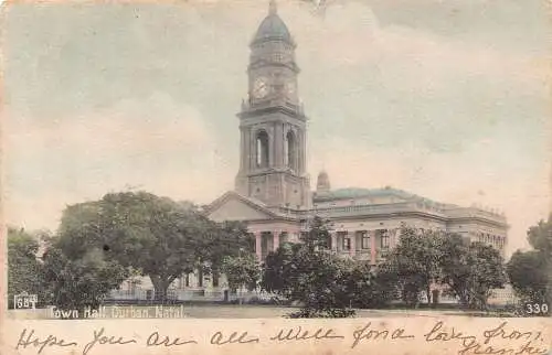 Südafrika 1905 Rathaus Durban Natal Vintage Postkarte