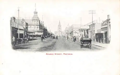 Südafrika Pretoria Kirche Straße Kutsche Hamiltons Geschäfte Vintage Postkarte