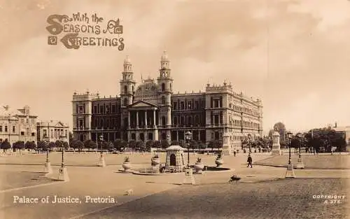 Südafrika Jahreszeiten Grüße Justizpalast Pretoria RPPC Vintage Postkarte