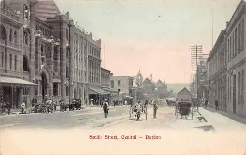Südafrika 1905 Smith Street Central Durban Rikscha Vintage Postkarte