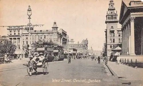 Südafrika Durban Central West Street Rikscha Doppeldecker Straßenbahn Postkarte