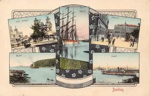 Südafrika Durban Multi-View Bluff Point Bahnhof Dock Dampfschiff Postkarte