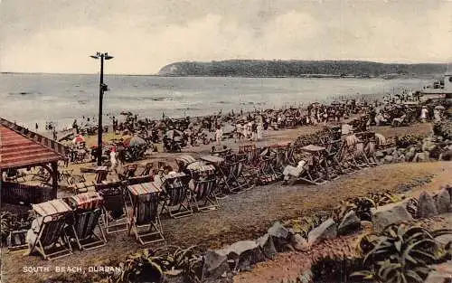 Südafrika South Beach Durban Sea Chair Lounge Vintage Postkarte