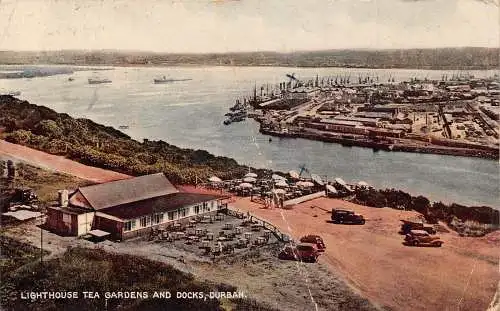 Südafrika Leuchtturm Teegärten und Docks Durban Vintage Postkarte