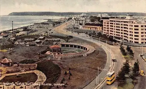 Südafrika Durban Marine Drive und Amphitheater Doppeldecker Straßenbahn Postkarte