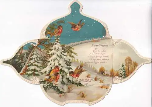 Neujahrsgrüße Schweden Vögel Kiefer Gedicht 1927 Telegramm Postkarte