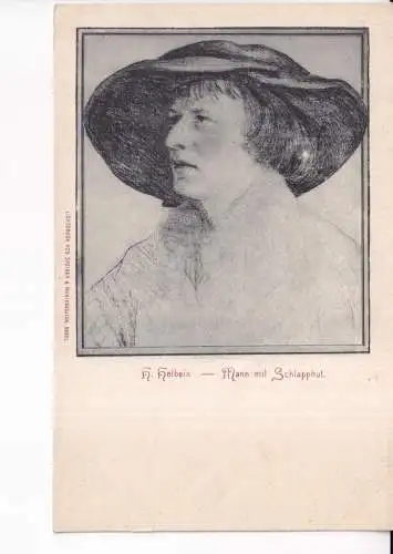 Kunst von H Holbein Mann mit Schlapphut Mann mit Hut Vintage Postkarte