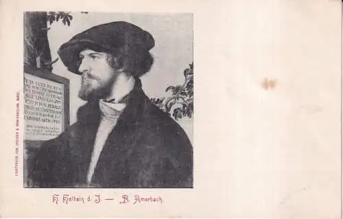 Portrait von R Amerbach von H Holbein d J alte Postkarte