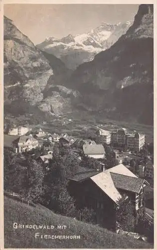 Schweiz Grindelwald mit Fiescherhorn Gesamtansicht Vintage Postkarte