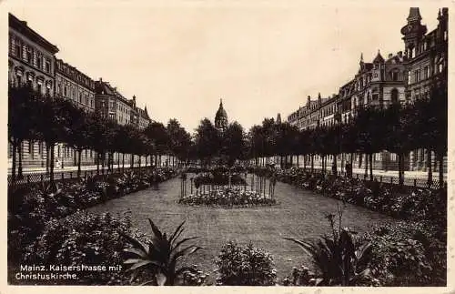 Deutschland Mainz Kaiserstraße Christuskirche RPPC Vintage Postkarte