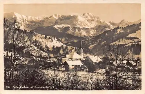 Deutschland Partenkirchen mit Dreitorspitze RPPC Vintage Postkarte