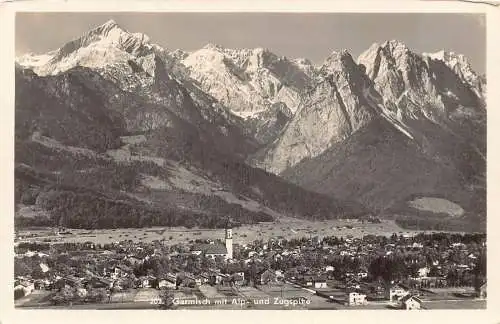 Deutschland Garmisch mit Alp und Zugspitze RPPC Vintage Postkarte