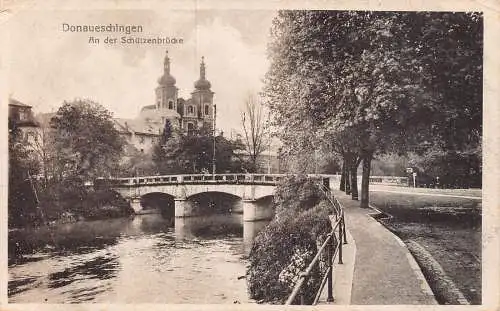 Deutschland Donaueschingen An der Schützenbrücke Vintage Postkarte