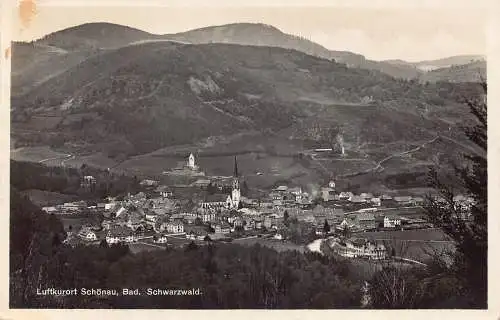 Deutschland Luftkurort Schönau Bad Schwarzwald Gesamtansicht Vintage Postkarte